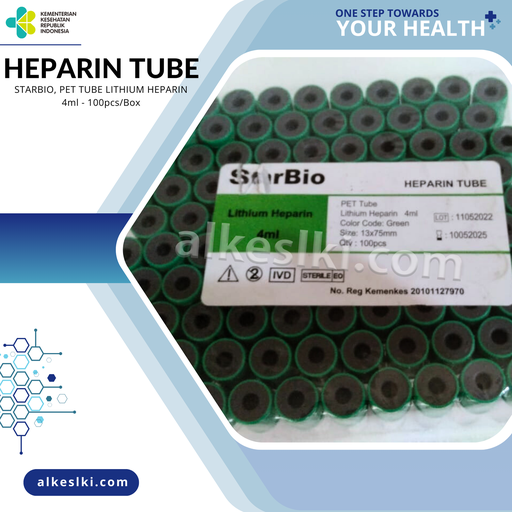 STARBIO, PET TUBE LITHIUM HEPARIN 4ml - 100pcs/Box