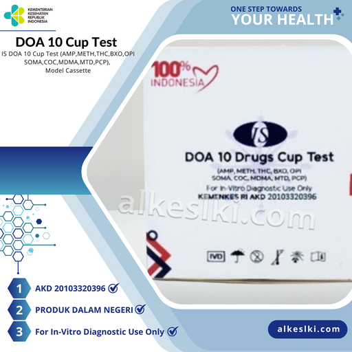  IS, DOA 10 CUP TEST (AMP, METH, THC, BXO, OPI, SOMA, COC, MDMA, MTD, PCP), MODEL CASSETTE